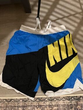 Nike Men's Blue Black Yellow Athletic Shorts